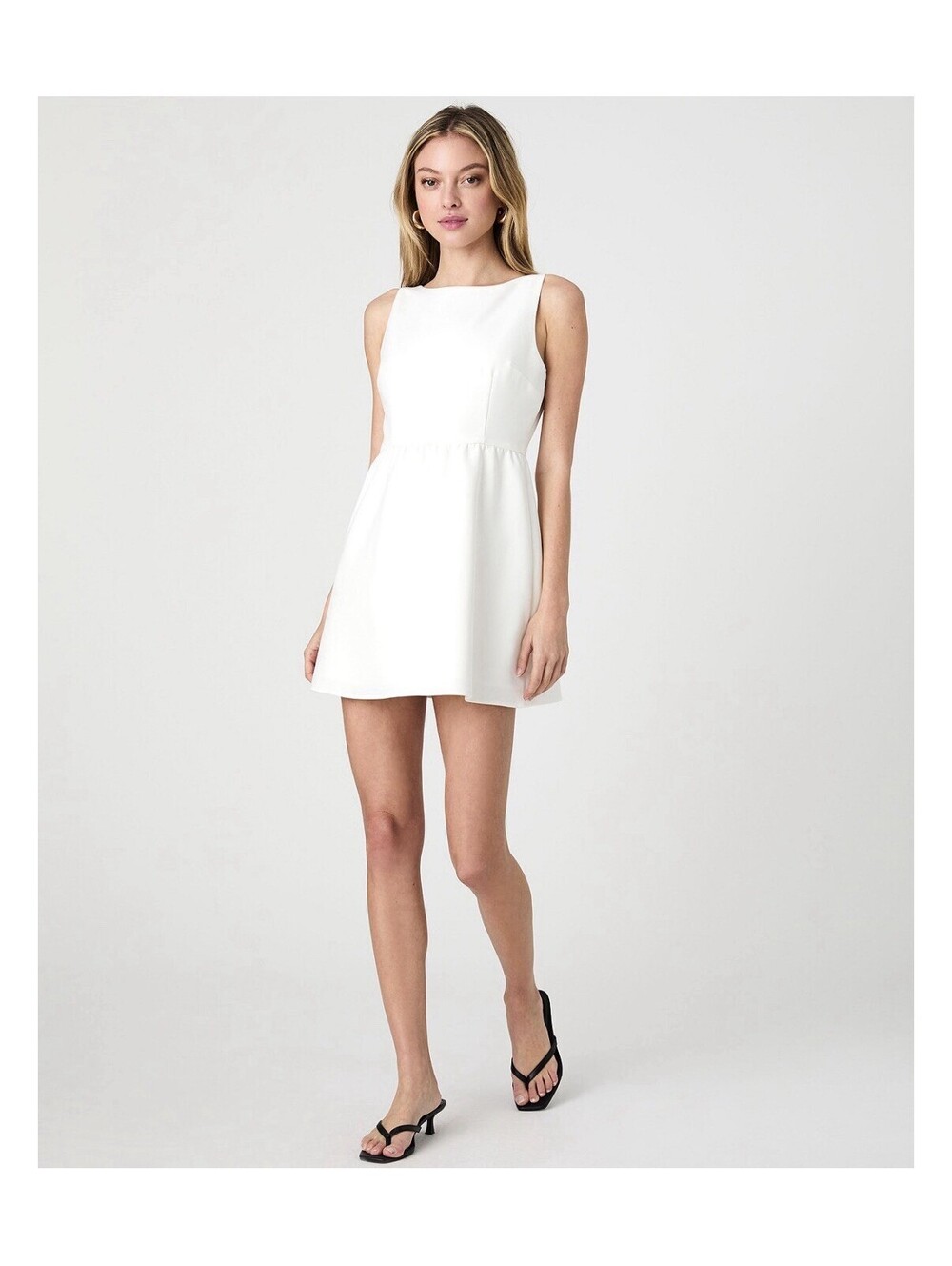 $138 NWT FRENCH CONNECTION Whisper Boatneck Mini Dress Summer White Size 6